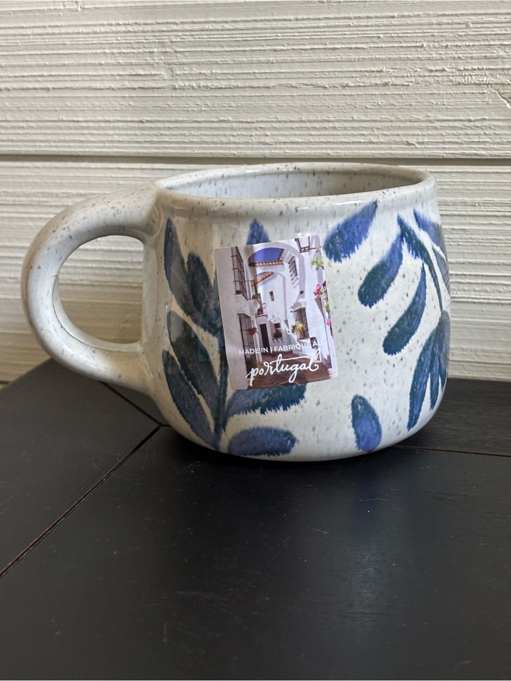 NEW Sublime Handcrafted Speckled Glazed Flower Leaf Coffee Mug MADE IN PORTUGAL